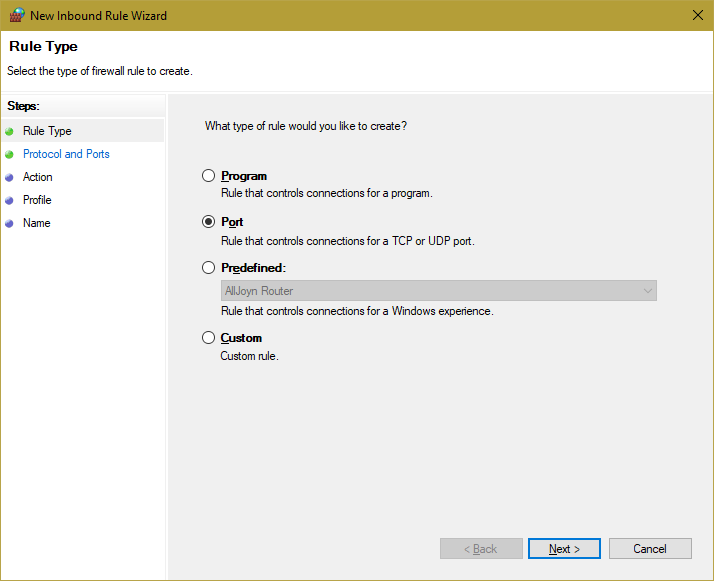 Configure Windows Firewall to allow incoming requests through UDP