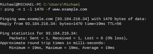 Finding the right MTU via ping