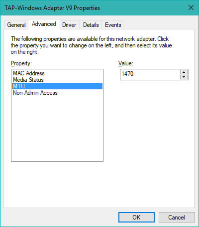 Input the MTU value