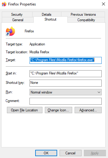 Firefox shortcut